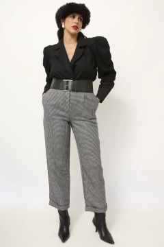 Calça xadrez cintura alta com lã - Capichó Brechó