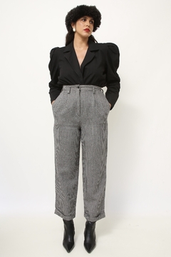 Calça xadrez cintura alta com lã - comprar online