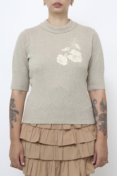 Blusa atoalhada bordado flor na internet