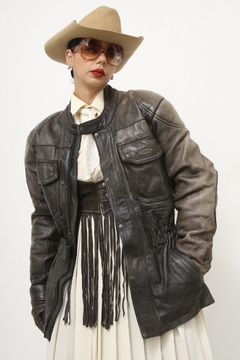 Parka couro marrom forrada - comprar online