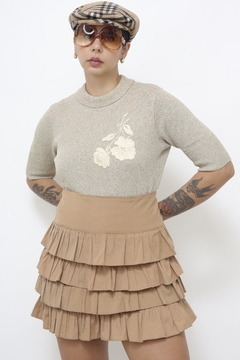 Blusa atoalhada bordado flor - loja online