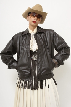 Jaqueta couro marrom bomber - comprar online