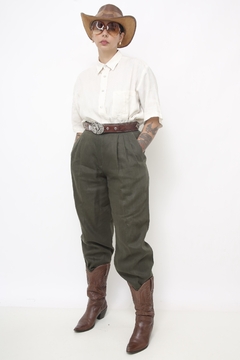 Calça verde 100% linho
