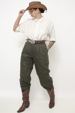 Calça verde 100% linho - loja online