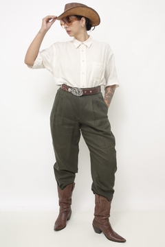 Calça verde 100% linho - Capichó Brechó