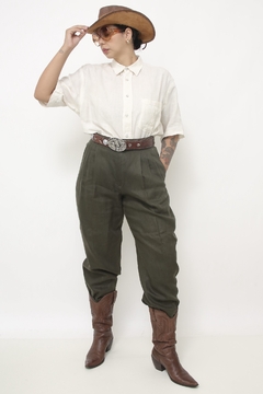 Calça verde 100% linho na internet