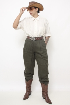 Calça verde 100% linho