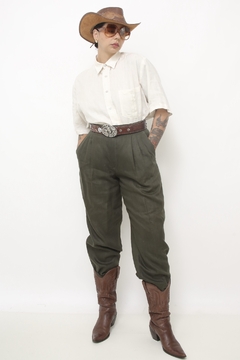 Calça verde 100% linho - comprar online