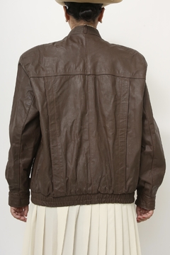 Jaqueta couro marrom vintage bomber