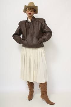 Imagem do Jaqueta couro marrom vintage bomber
