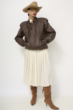 Jaqueta couro marrom vintage bomber - loja online
