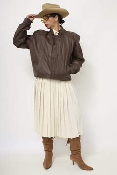 Jaqueta couro marrom vintage bomber - comprar online