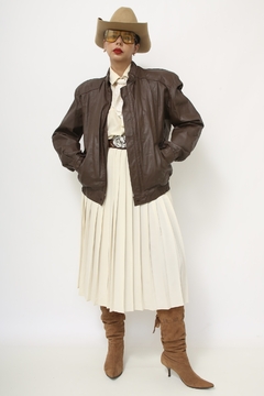 Jaqueta couro marrom vintage bomber na internet