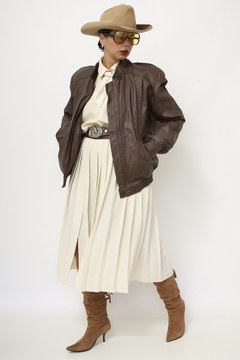 Imagem do Jaqueta couro marrom vintage bomber