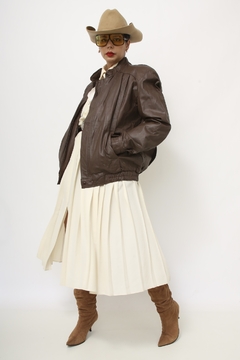Jaqueta couro marrom vintage bomber - loja online