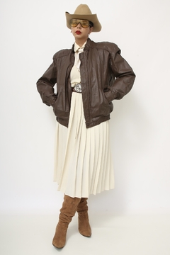 Jaqueta couro marrom vintage bomber na internet