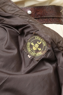 Jaqueta couro marrom vintage bomber na internet