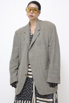 Blazer xadrez oliva lã 100% lã - Capichó Brechó