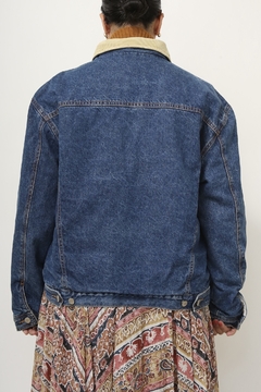 Jaqueta jeans forro algodão gola cotele vintage - comprar online
