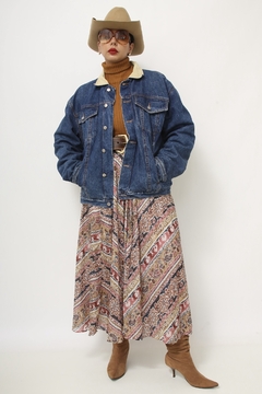 Jaqueta jeans forro algodão gola cotele vintage na internet
