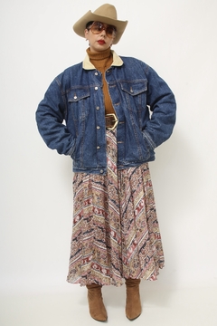 Imagem do Jaqueta jeans forro algodão gola cotele vintage