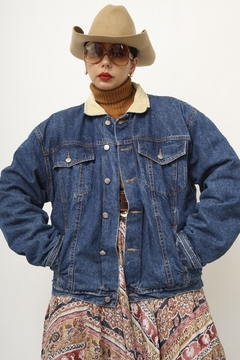 Jaqueta jeans forro algodão gola cotele vintage - comprar online