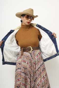 Jaqueta jeans forro algodão gola cotele vintage - loja online