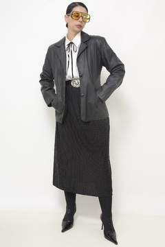 Blazer couro preto classico