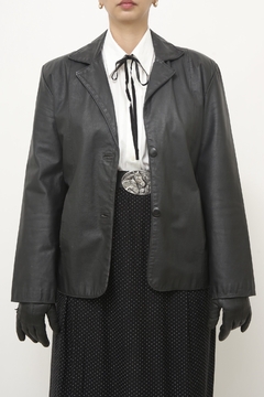 Blazer couro preto classico - loja online