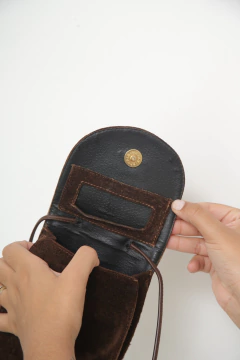 Bolsa marrom 100% couro camurça - comprar online