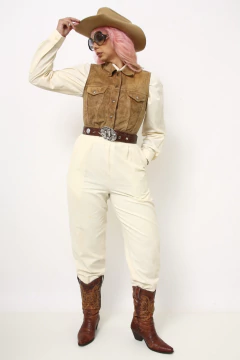 Colete couro camurça bege MANGO - comprar online