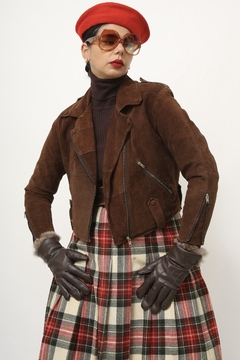 Jaqueta biker marrom forrada
