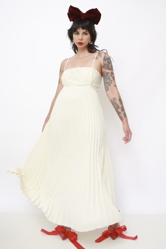 Vestido plissado champagne - loja online