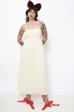Vestido plissado champagne - loja online