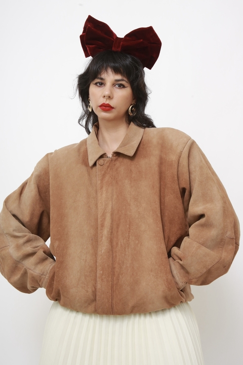 Jaqueta 100% couro marrom bomber