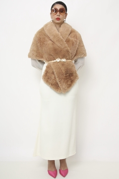 Estoula de pele com bolso forrada vintage na internet