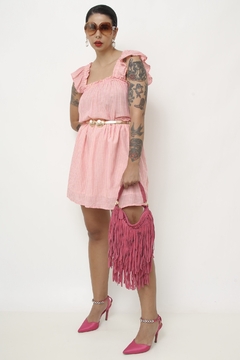 Bolsa western couro franja rosa forrada - comprar online