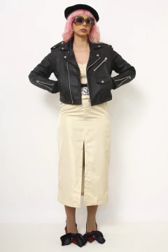 Jaqueta biker preta cropped ELLUS vintage - Capichó Brechó