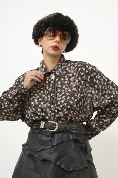 Camisa estampada poliester flores