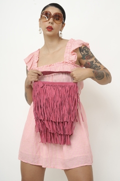 Bolsa western couro franja rosa forrada - comprar online