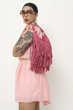 Bolsa western couro franja rosa forrada - Capichó Brechó