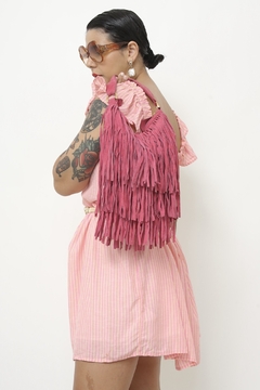 Bolsa western couro franja rosa forrada - comprar online