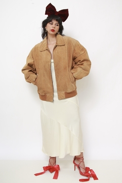 Jaqueta couro bomber vintage classica marrom