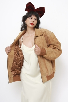 Jaqueta couro bomber vintage classica marrom