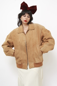 Jaqueta couro bomber vintage classica marrom - Capichó Brechó