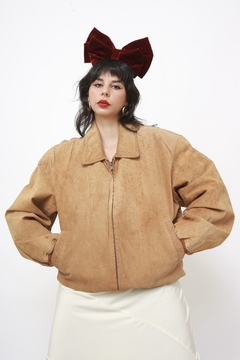 Jaqueta couro bomber vintage classica marrom - comprar online