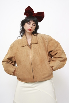 Jaqueta couro bomber vintage classica marrom