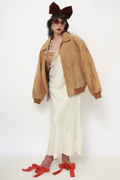 Jaqueta couro bomber vintage classica marrom - Capichó Brechó