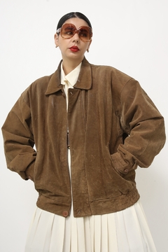 Jaqueta couro camurça vintage forro matelasse - comprar online
