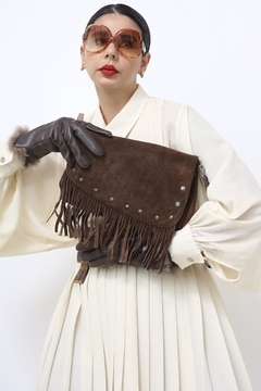 Imagem do Bolsa couro franja marrom western